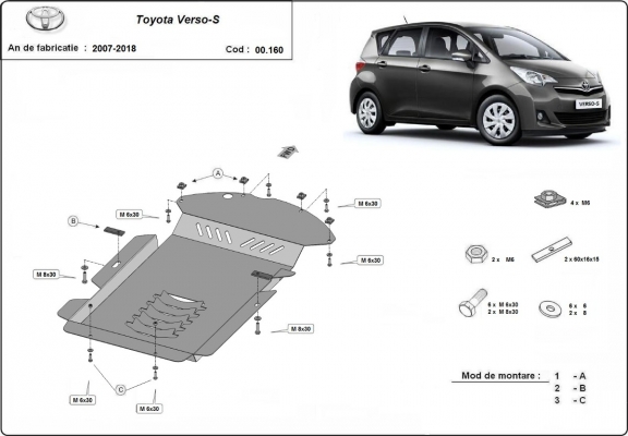 Steel catalytic converter guard/cat lock for Toyota Verso-S
