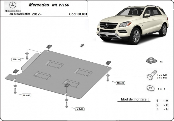 Steel gearbox guard for Mercedes ML W166