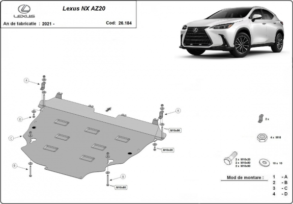 Steel sump guard for Lexus NX AZ20