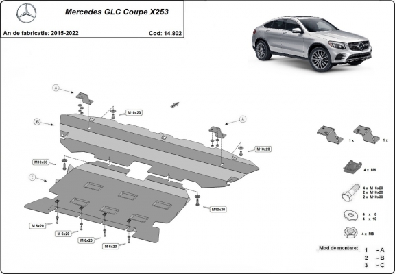 Steel sump guard for Mercedes GLC Coupe X253