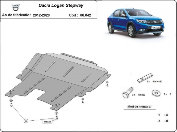 Steel sump guard for Dacia Logan 2 Stepway