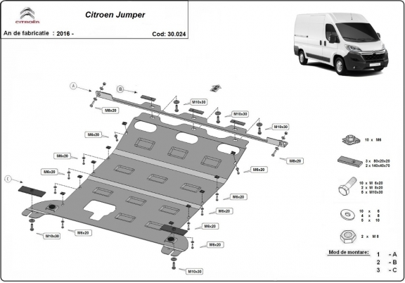 Steel sump guard for Citroen Jumper