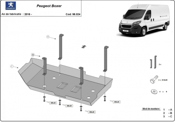 Steel AdBlue tank guard for Peugeot Boxer