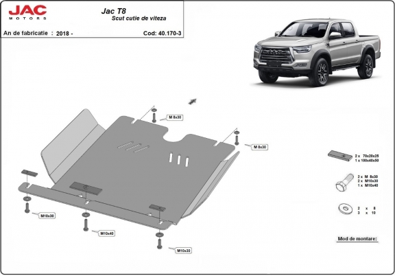 Steel gearbox guard for Jac T8