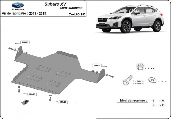 Steel automatic gearbox guard for Subaru XV