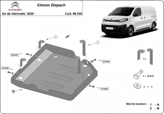 Steel AdBlue tank guard for Citroen Dispatch