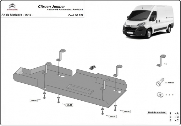 Steel AdBlue tank guard for Citroen Jumper