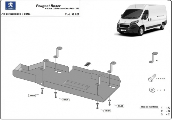 Steel AdBlue tank guard for Peugeot Boxer P1001282