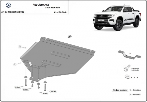 Steel manual gearbox guard Volkswagen Amarok 2