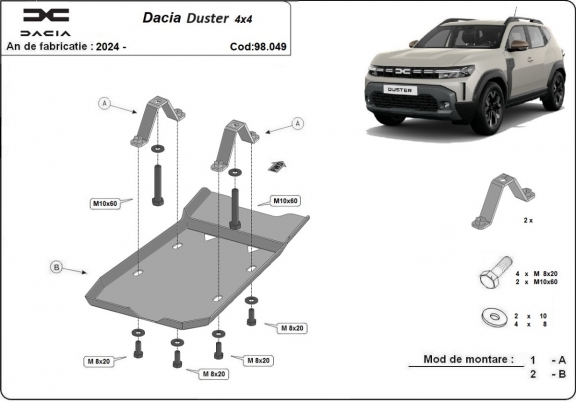 Steel diferential guard for Dacia Duster 4x4