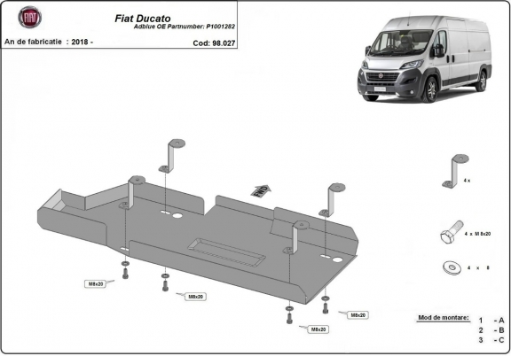 Steel AdBlue tank guard for Fiat Ducato
