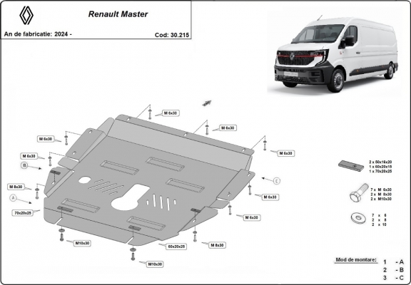Steel sump guard for Renault Master