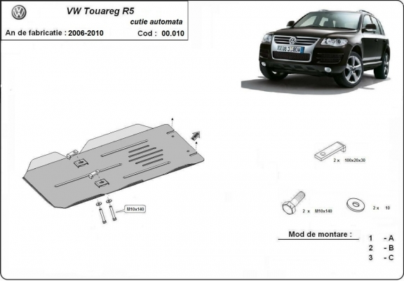 Steel automatic gearbox guard for Volkswagen Touareg 7L