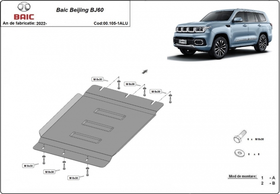 Aluminum gearbox guard for Baic Beijing BJ60