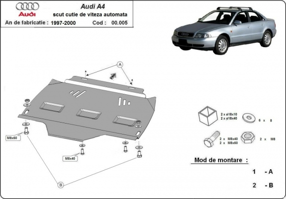 Steel automatic gearbox guard for Audi A4  B5