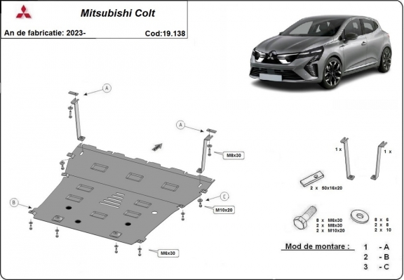 Steel sump guard for Mitsubishi Colt
