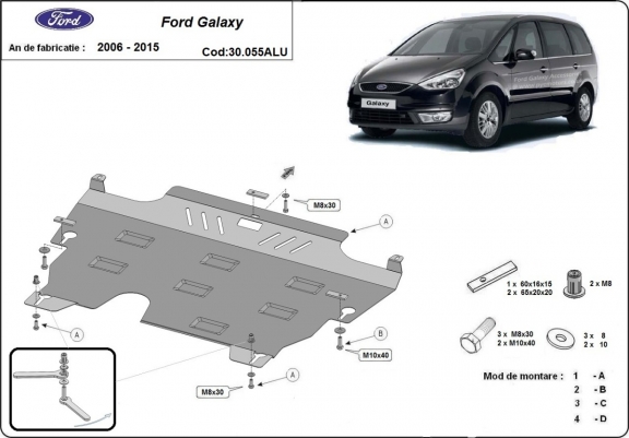 Aluminum sump guard for Ford Galaxy 2