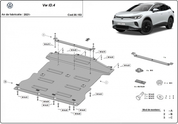 Steel sump guard for Volkswagen ID 4