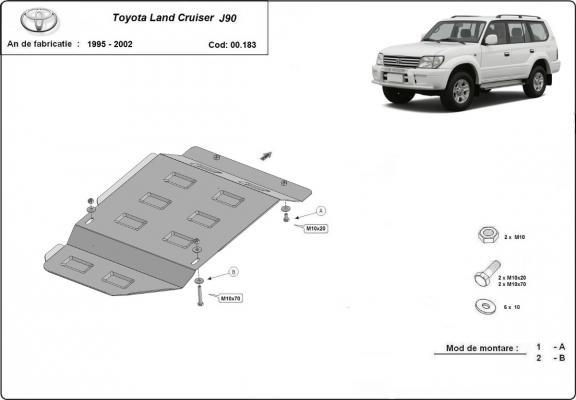 Steel gearbox guard for Toyota Land Cruiser J90 