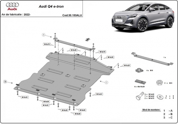 Aluminum sump guard for Audi Q 4 e-tron