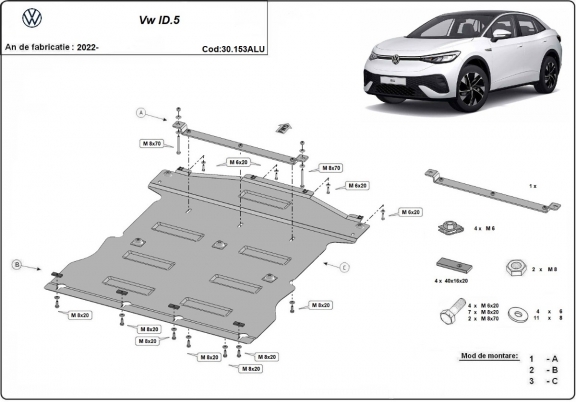 Aluminum sump guard for Volkswagen Volkswagen ID.5