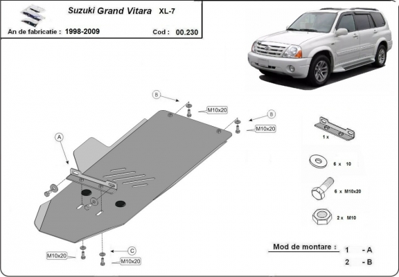 Steel gearbox guard for Suzuki Grand Vitara XL-7 