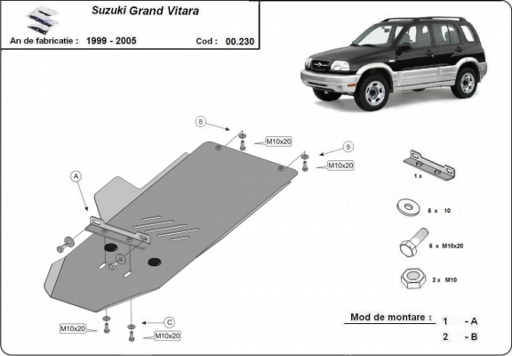 Steel gearbox guard for Suzuki Grand Vitara 
