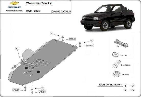 Aluminum gearbox guard for Chevrolet Tracker