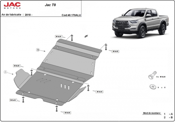 Aluminum sump guard for Jac T8