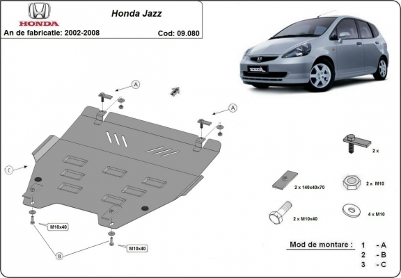 Steel sump guard for Honda Jazz
