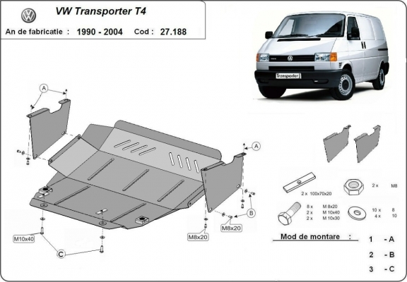 Steel sump guard for VW Transporter T4