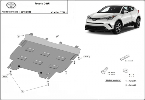 Aluminum sump guard for Toyota C-HR