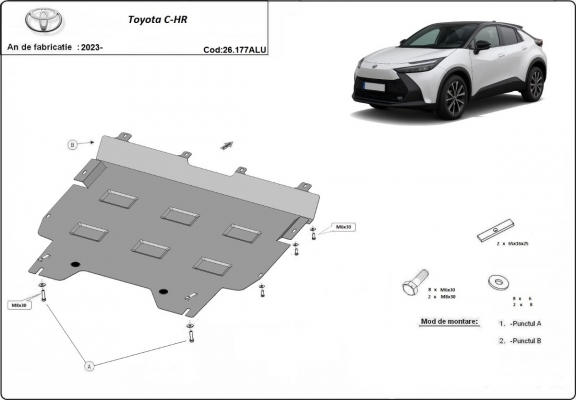 Aluminum sump guard for Toyota C-HR