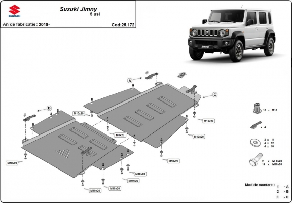 Steel transfer case guard for Suzuki Jimny - 5-door model