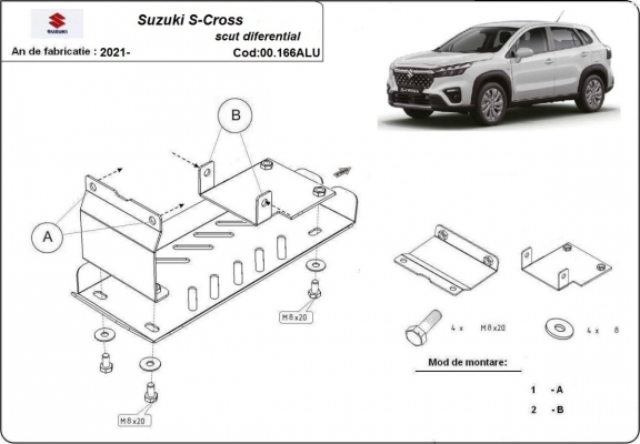Aluminum diferential guard for Suzuki SX 4-S Cross