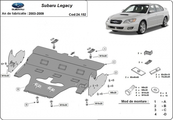 Steel sump guard for Subaru Legacy IV