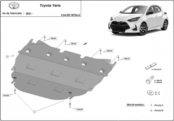 Aluminum sump guard for Toyota Yaris