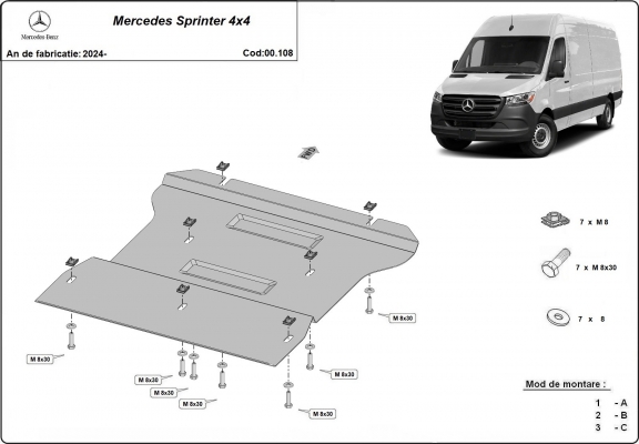 Steel gearbox guard for Mercedes Sprinter 4x4