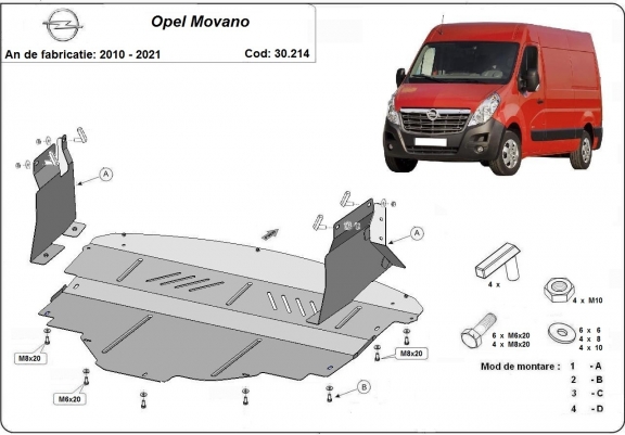 Steel sump guard for Vauxhall Movano B 
