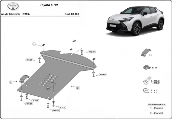 Steel catalytic converter guard/cat lock for Toyota C-HR