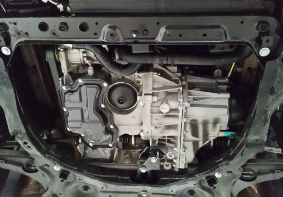 Steel sump guard for Nissan Micra