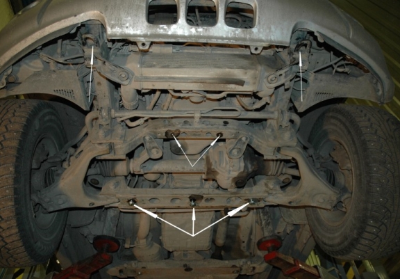 Steel sump guard for the protection of the engine and the radiator for Kia Sorento
