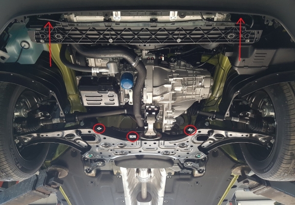 Steel sump guard for Hyundai Kona