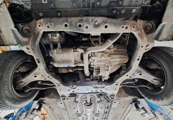 Steel sump guard for Hyundai Accent