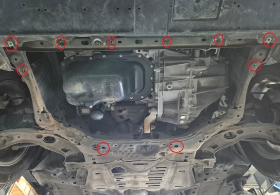 Steel sump guard for Mazda 2