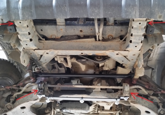 Steel sump guard for the protection of the engine and the radiator for Nissan Navara D22