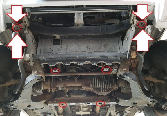 Steel sump guard for the protection of the engine and the radiator for Mitsubishi Shogun 3 (V60, V70)