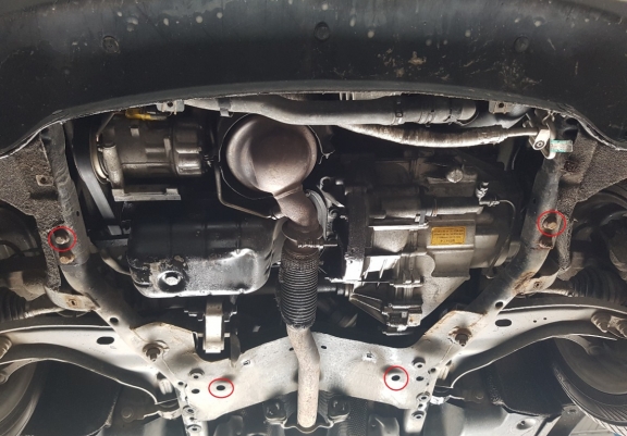 Steel sump guard for the protection of the engine and the gearbox for Mini Cooper R56