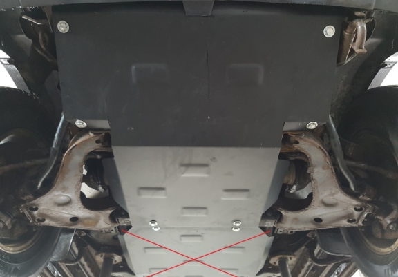 Steel sump guard for the protection of the engine and the radiator for Mitsubishi Shogun Sport 1