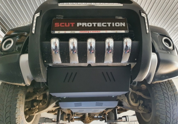 Steel sump guard for the protection of the engine and the radiator for Mitsubishi Shogun Sport 2